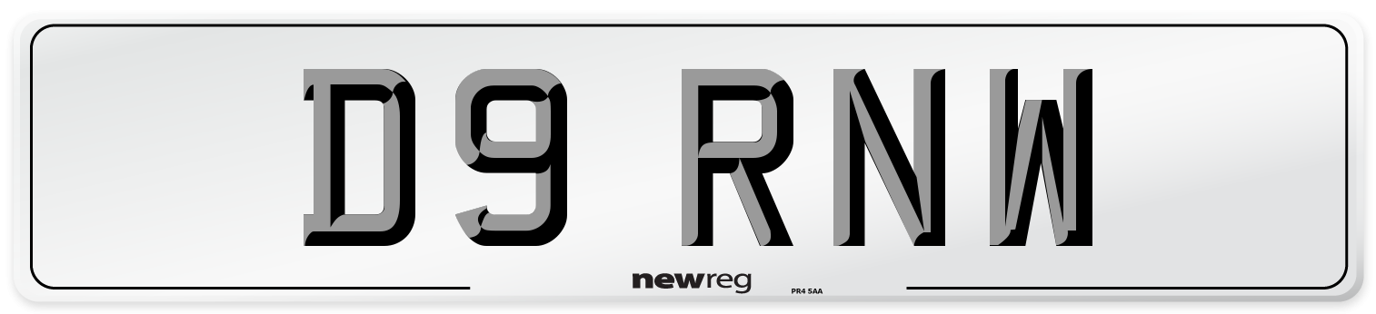D9 RNW Number Plate from New Reg